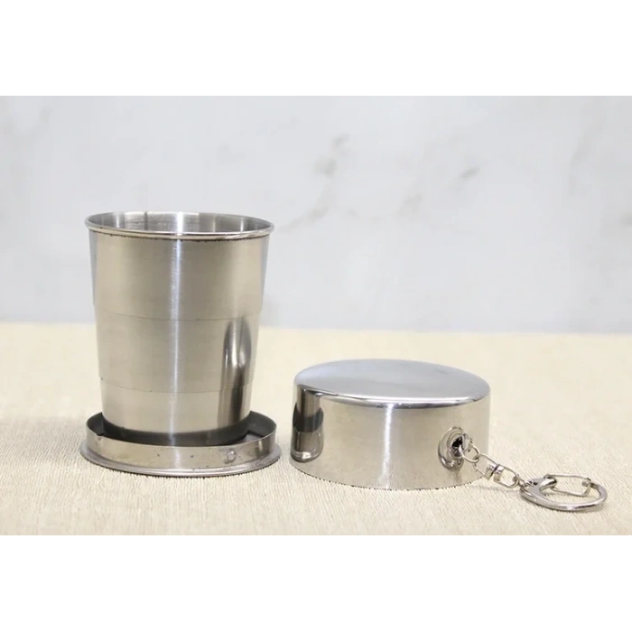 USLUCAN ALIŞVERİŞ Katlanabilir Tekli Paslanmaz Çelik Shot Bardak 7 cm