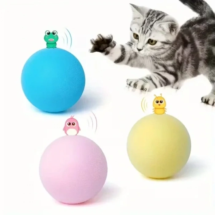 USLUCAN ALIŞVERİŞ Kedi Otlu 3 Sesli İnteraktif Top Kedi Oyuncağı