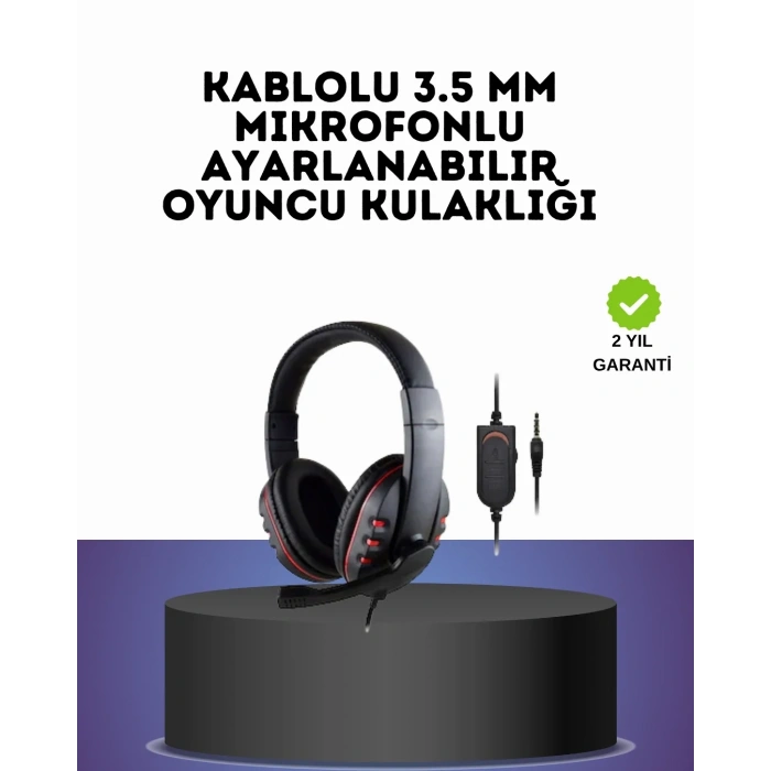 USLUCAN ALIŞVERİŞ Kırmızı  Headset Mikrofonlu Sağlam Kablolu Konforlu