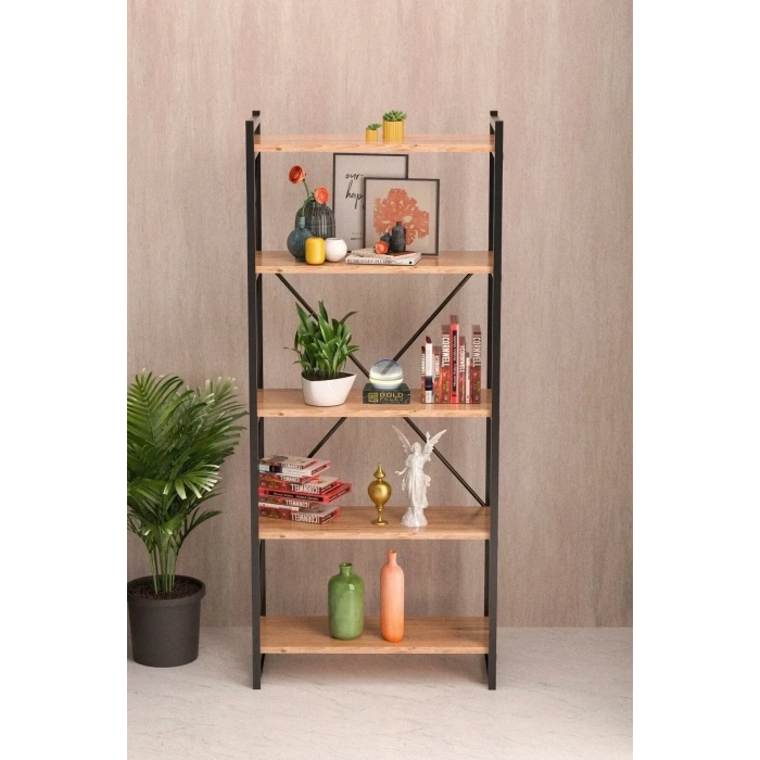 USLUCAN ALIŞVERİŞ Kitaplık 5 Raflı Ceviz 180 Cm