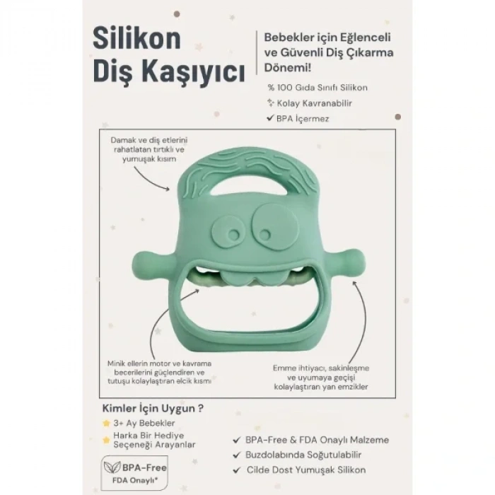USLUCAN ALIŞVERİŞ Koyu Yeşil Bebek Silikon Diş Kaşıyıcı