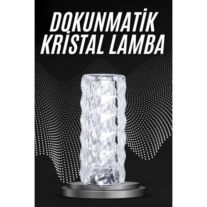 USLUCAN ALIŞVERİŞ Kristal Lamba Masa Lambası Şarjlı Masa Lambası Dokunmatik Sensör Usb Şarjlı