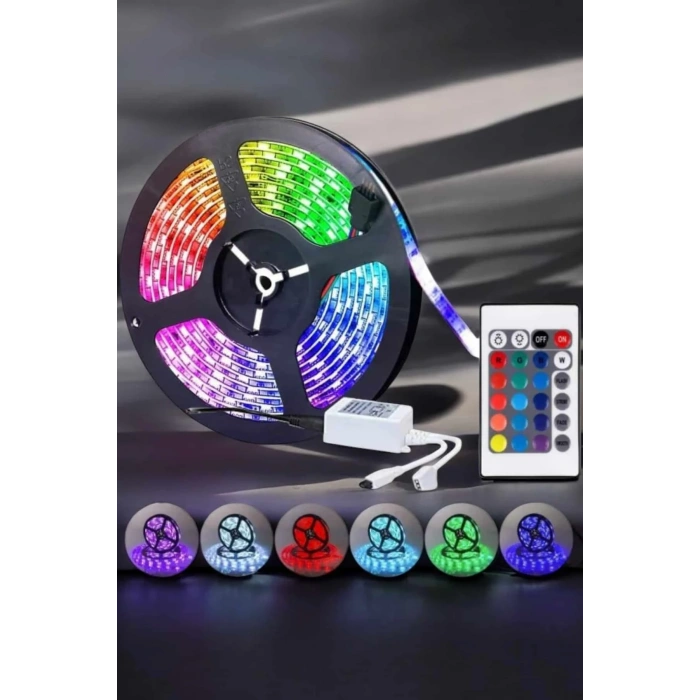 USLUCAN ALIŞVERİŞ Led Işık 5 Metre Şerit Led RGB Işıklı