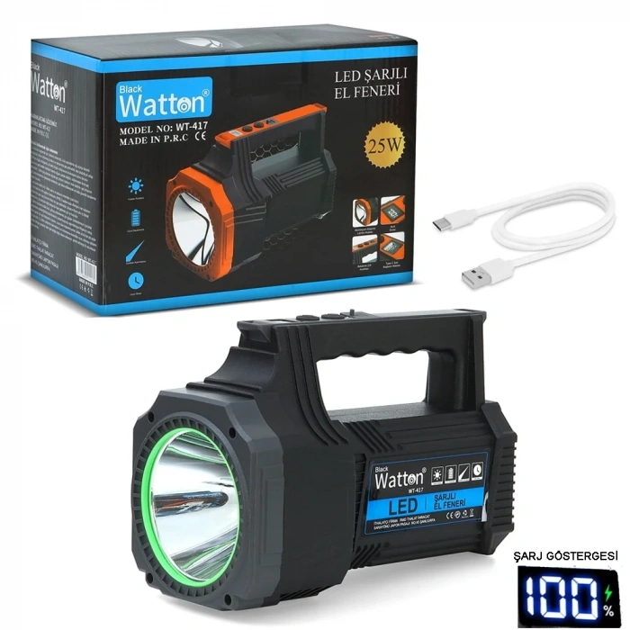 USLUCAN ALIŞVERİŞ Led Şarjlı El Feneri 25W WT-417