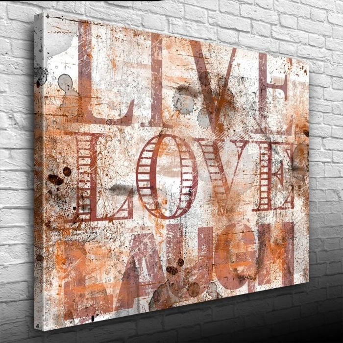 USLUCAN ALIŞVERİŞ Live Love Poster Yağlıboya Kanvas Tablo 50 x 70