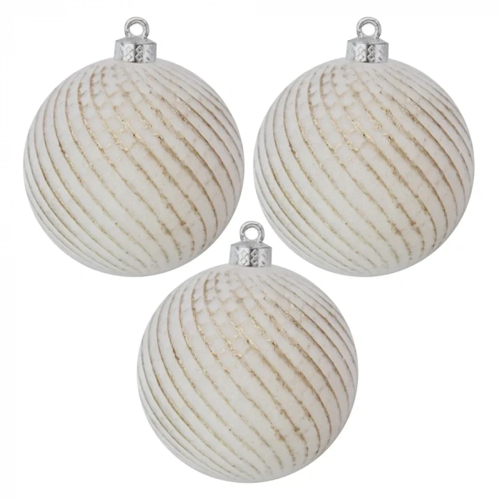 USLUCAN ALIŞVERİŞ Lüks Ağaç Süsleri 3lü - 8cm - Beyaz Model 4