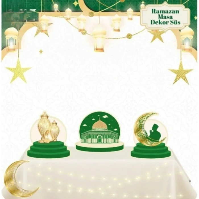USLUCAN ALIŞVERİŞ Masa Üstü 3lü Ramazan Süsü Yeşil