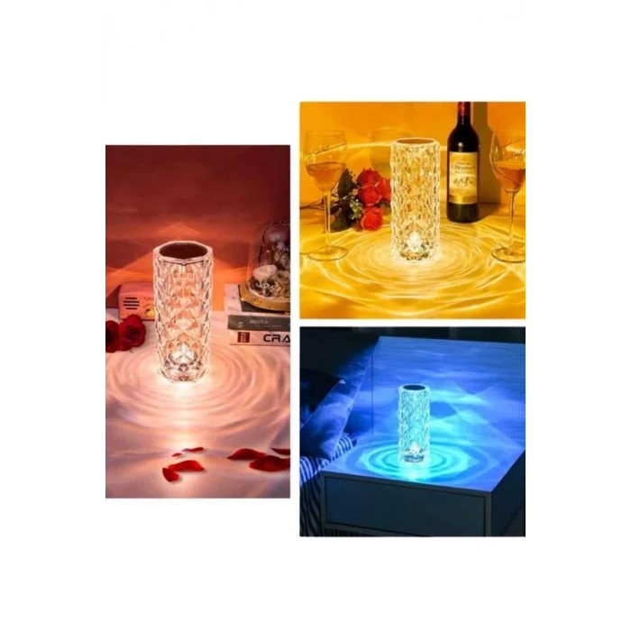 USLUCAN ALIŞVERİŞ Masa ve Gece Lambası Şık ve Dayanıklı Sensörlü Şarjlı Kristal Lamba