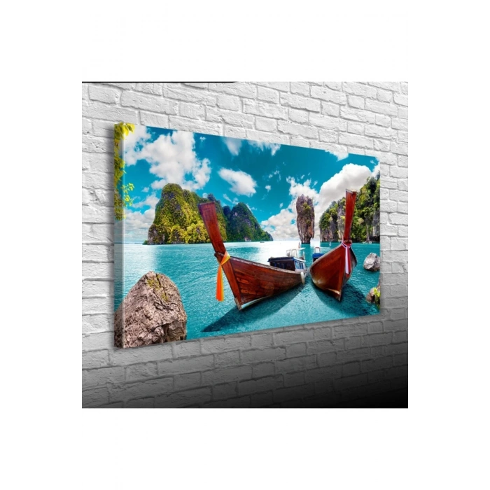 USLUCAN ALIŞVERİŞ Mavi Ada Canvas Tablo (60x120)