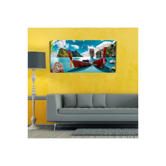 USLUCAN ALIŞVERİŞ Mavi Ada Canvas Tablo (60x120)