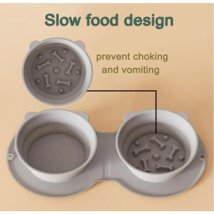 USLUCAN ALIŞVERİŞ Mikopet Katlanabilir İkili Mama ve Su Kabı