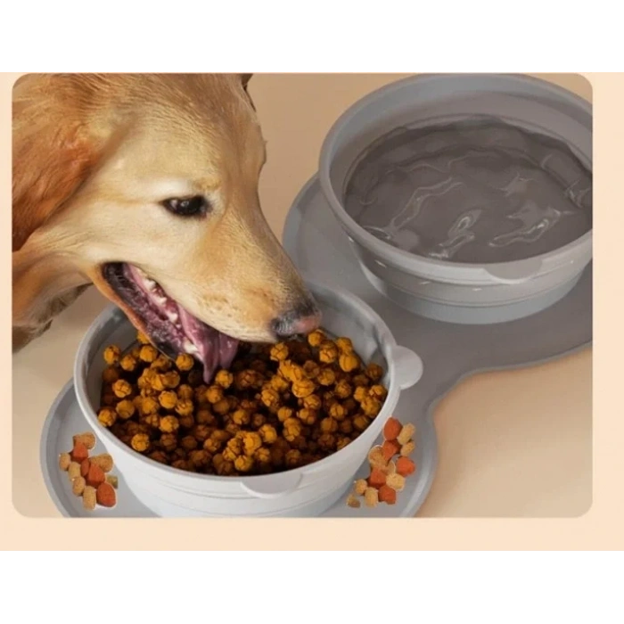 USLUCAN ALIŞVERİŞ Mikopet Katlanabilir İkili Mama ve Su Kabı