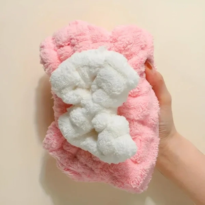 USLUCAN ALIŞVERİŞ Mikrofiber Örgü Saç Kurutma Bone Havlu