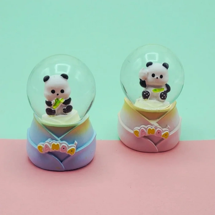 USLUCAN ALIŞVERİŞ Mini Boy Sevimli Panda Tasarımlı Işıklı Kar Küresi
