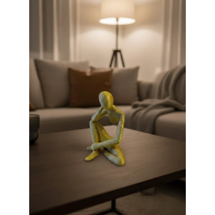 USLUCAN ALIŞVERİŞ Minimal Sarı İnsan Figürü Biblo Ev ve Ofis Dekoru