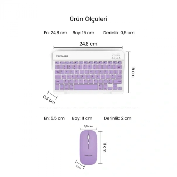 USLUCAN ALIŞVERİŞ Mor Kablosuz Klavye Ve Mouse Seti