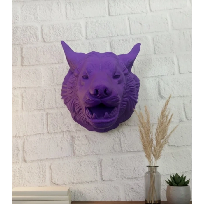 USLUCAN ALIŞVERİŞ Mor Kurt Figürü Duvar Aksesuarı