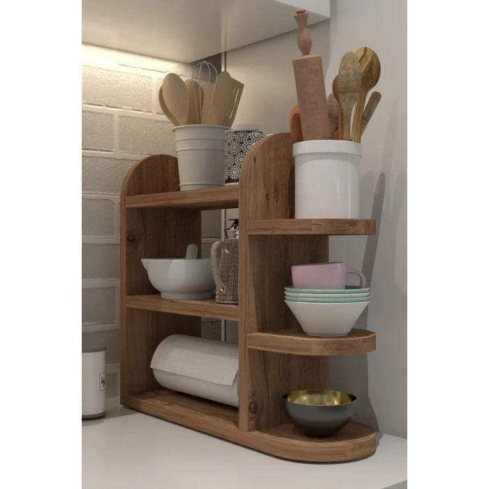 USLUCAN ALIŞVERİŞ Mutfak Rafı Baharatlık Peçetelik Atlantik Çam