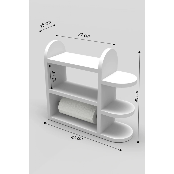 USLUCAN ALIŞVERİŞ Mutfak Rafı Baharatlık Peçetelik Beyaz