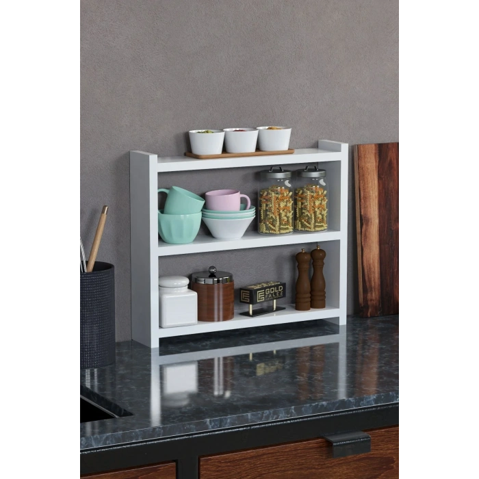 USLUCAN ALIŞVERİŞ Mutfak Rafı Tezgah Üstü Organizer Beyaz