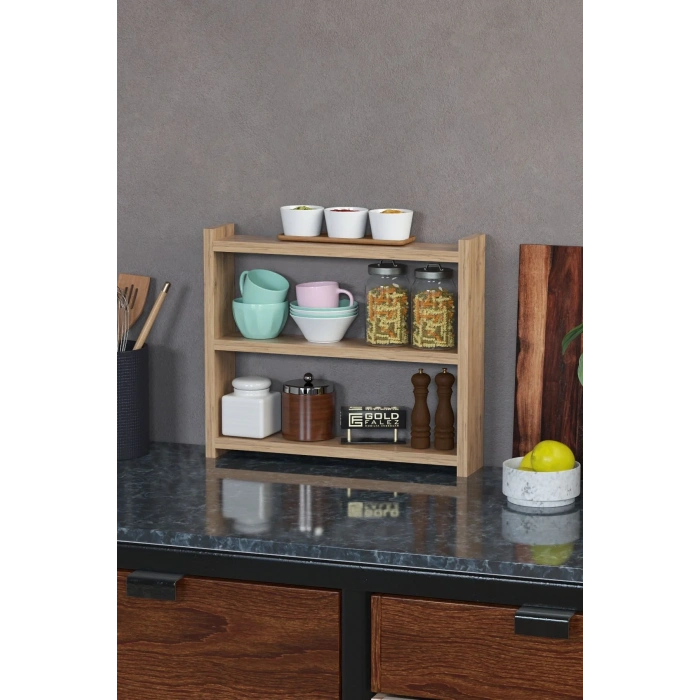 USLUCAN ALIŞVERİŞ Mutfak Rafı Tezgah Üstü Organizer Ceviz