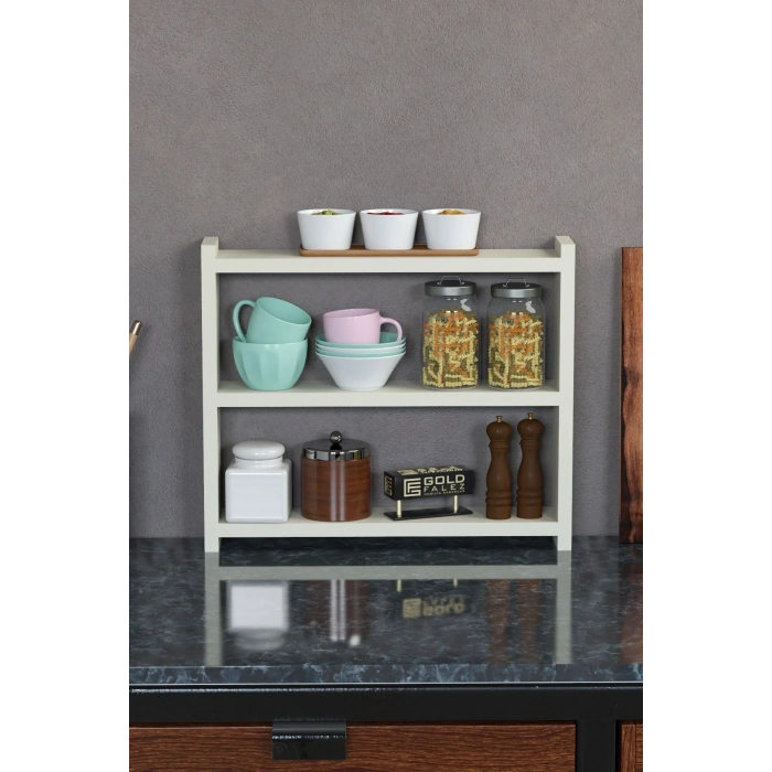 USLUCAN ALIŞVERİŞ Mutfak Rafı Tezgah Üstü Organizer Krem