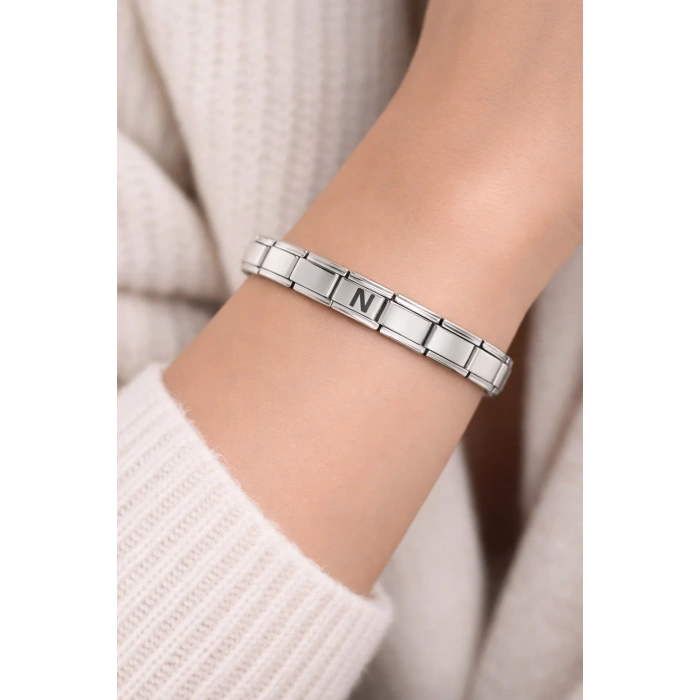 USLUCAN ALIŞVERİŞ N Harfli Çelik Bileklik – Kişiye Özel Baş Harf Bileklik – Paslanmaz Çelik Zarif Bileklik