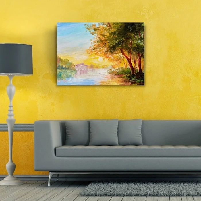 USLUCAN ALIŞVERİŞ Nehirde Gün Doğumu Yağlıboya Kanvas Tablo 50 x 70