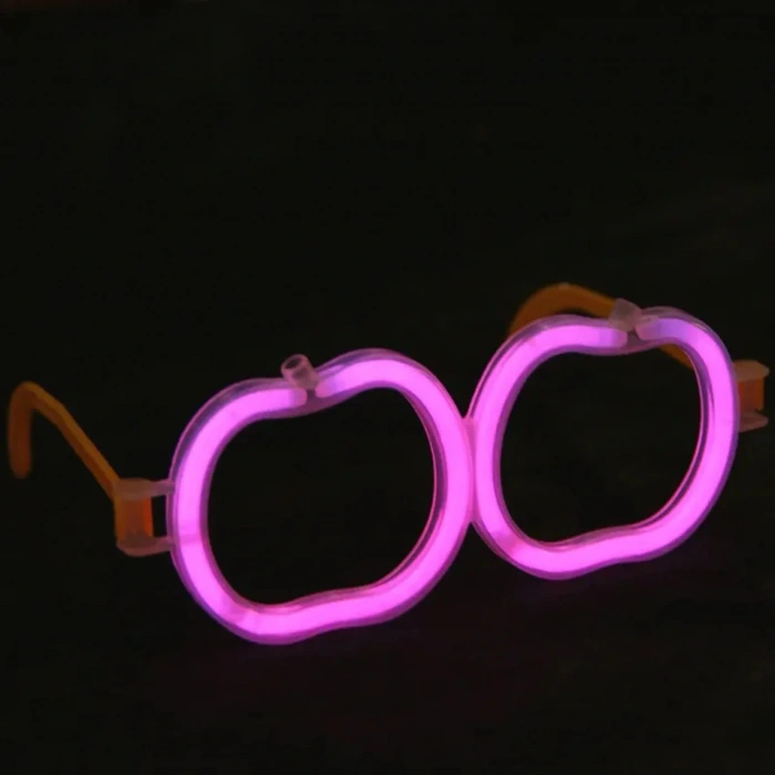USLUCAN ALIŞVERİŞ Karanlıkta Parlayan Neon Fosforlu Elma Gözlük Seti - 12 Adet