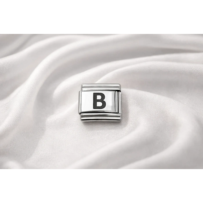 USLUCAN ALIŞVERİŞ Nomination Uyumlu B Harfi Charm – Çelik Harfli Bileklik Aksesuarı , Kişiye Özel Modüler Takı