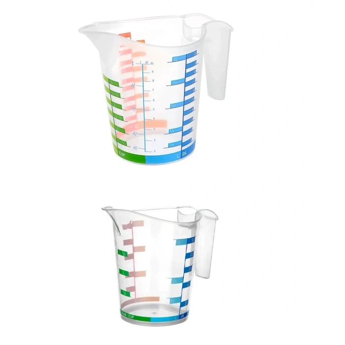 USLUCAN ALIŞVERİŞ Ölçü Kabı Dereceli Renkli 1000 ML + 500 ML Set