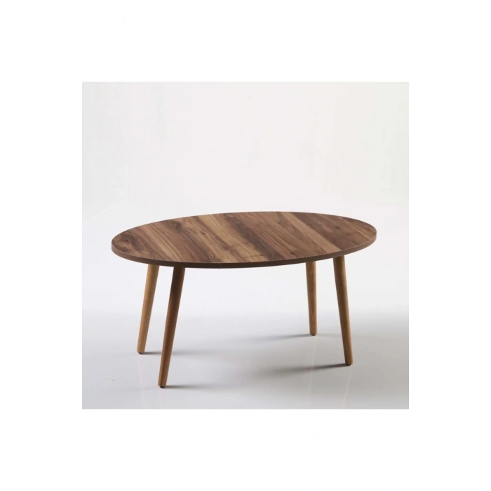 USLUCAN ALIŞVERİŞ Orta Sehpa Ahşap Torna Ayak Elips Ceviz