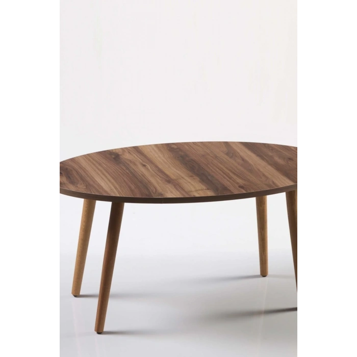 USLUCAN ALIŞVERİŞ Orta Sehpa Ahşap Torna Ayak Elips Ceviz