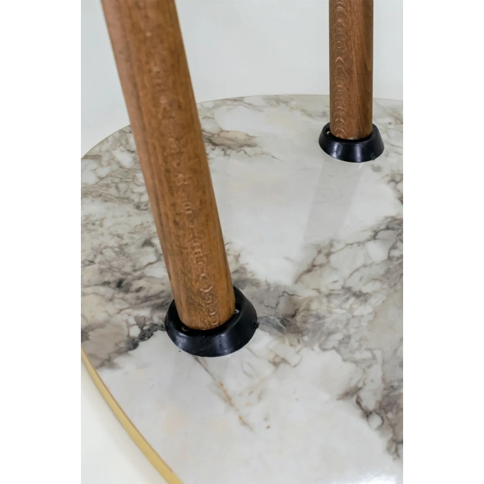 USLUCAN ALIŞVERİŞ Orta Sehpa Ahşap Torna Ayak Elips Efes Altın