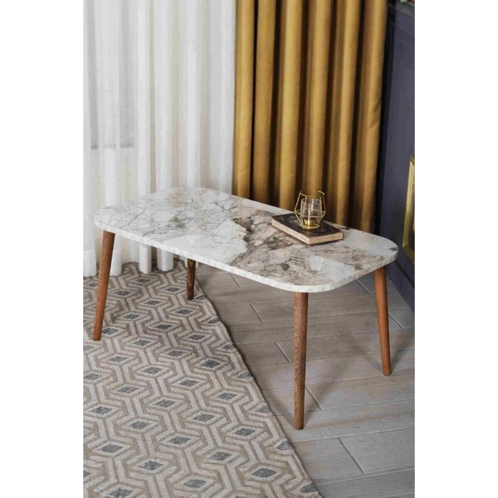 USLUCAN ALIŞVERİŞ Orta Sehpa Ahşap Torna Ayak Kare Ceviz