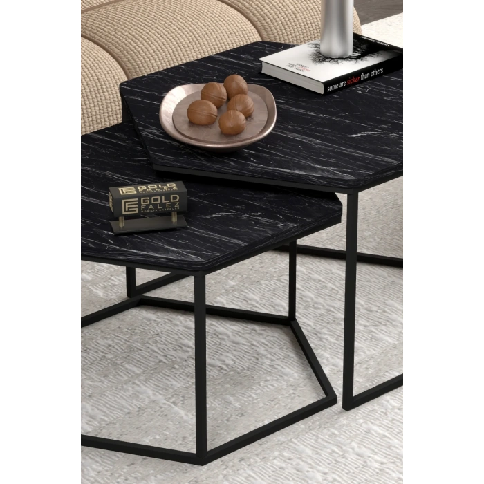 USLUCAN ALIŞVERİŞ Orta Sehpa Altıgen İkili Lüx Bendir