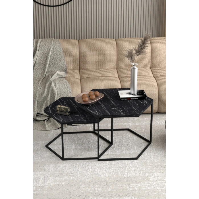 USLUCAN ALIŞVERİŞ Orta Sehpa Altıgen İkili Lüx Bendir