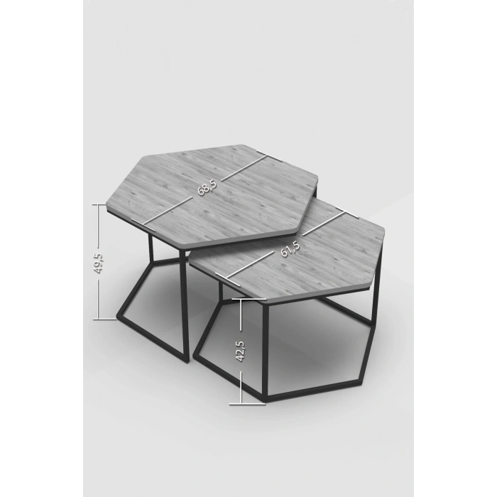 USLUCAN ALIŞVERİŞ Orta Sehpa Altıgen İkili Lüx Beyaz