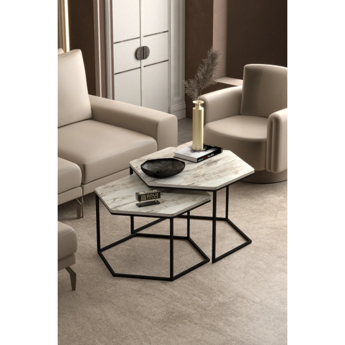 USLUCAN ALIŞVERİŞ Orta Sehpa Altıgen İkili Lüx Efes