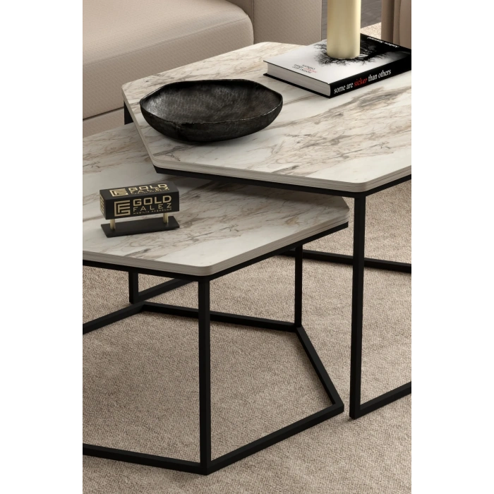 USLUCAN ALIŞVERİŞ Orta Sehpa Altıgen İkili Lüx Efes