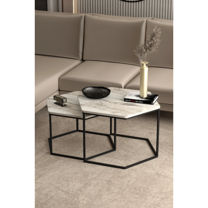 USLUCAN ALIŞVERİŞ Orta Sehpa Altıgen İkili Lüx Efes