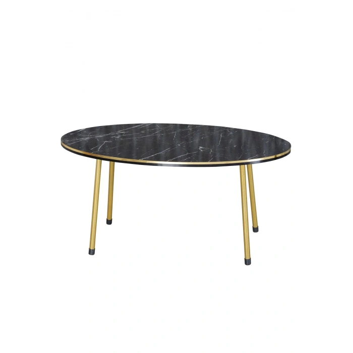 USLUCAN ALIŞVERİŞ Orta Sehpa Bendir Elips Metal Ayak Çift Gold