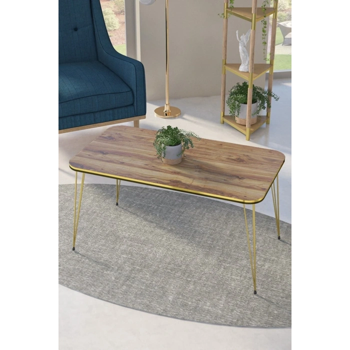 USLUCAN ALIŞVERİŞ Orta Sehpa Çift Kr Gold Ceviz Tel