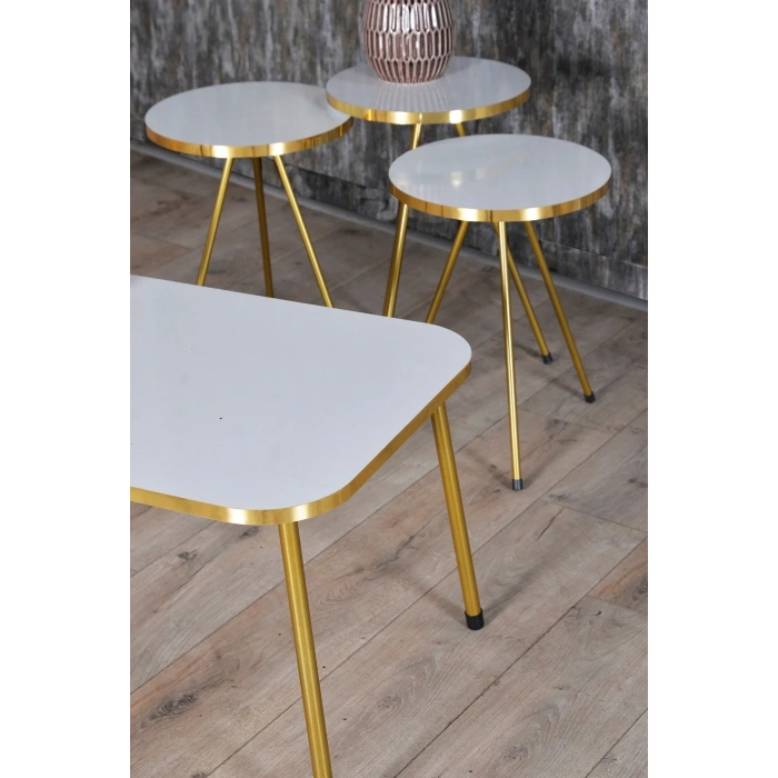 USLUCAN ALIŞVERİŞ Orta Sehpa Efes Elips Metal Ayak Çift Gold