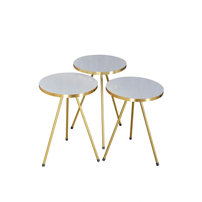 USLUCAN ALIŞVERİŞ Orta Sehpa Efes Elips Metal Ayak Çift Gold