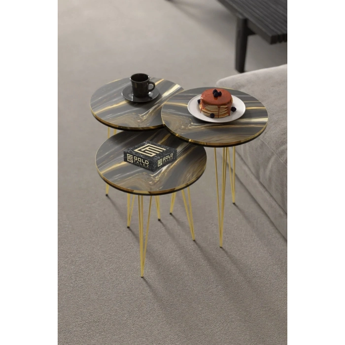 USLUCAN ALIŞVERİŞ Orta Sehpa Elips Ceviz Siyah Tel Ayak