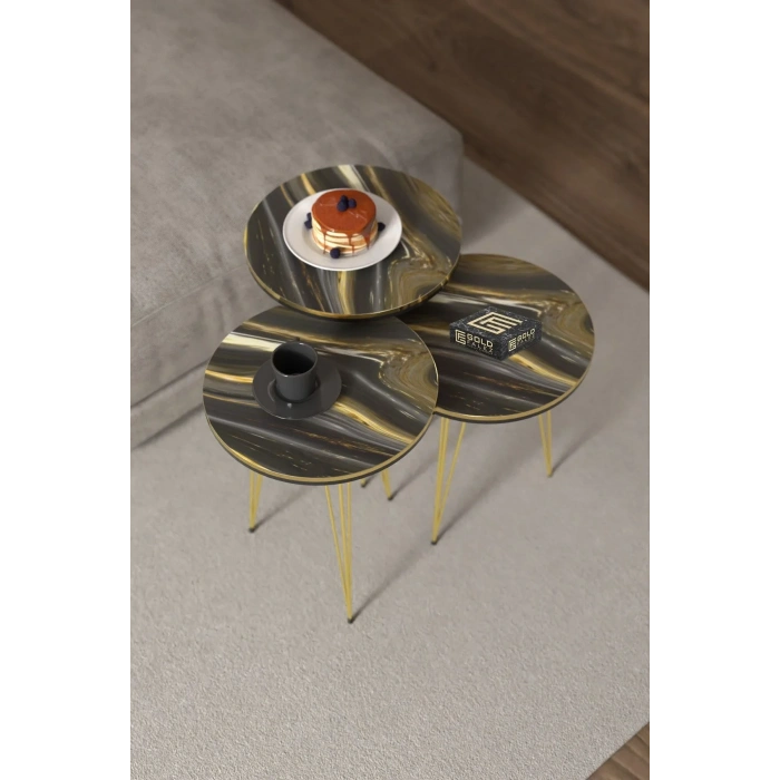 USLUCAN ALIŞVERİŞ Orta Sehpa Elips Ceviz Siyah Tel Ayak