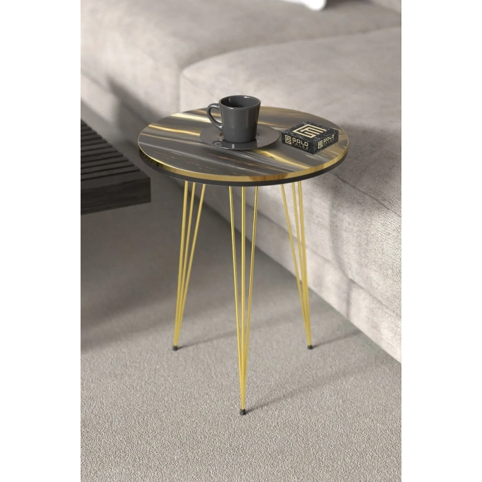 USLUCAN ALIŞVERİŞ Orta Sehpa Elips Ceviz Siyah Tel Ayak