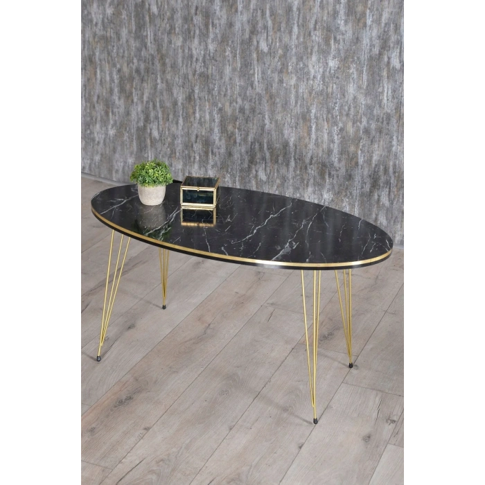 USLUCAN ALIŞVERİŞ Orta Sehpa Elips Çift Gold Bendir Tel