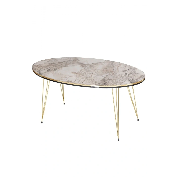 USLUCAN ALIŞVERİŞ Orta Sehpa Elips Çift Gold Efes Tel